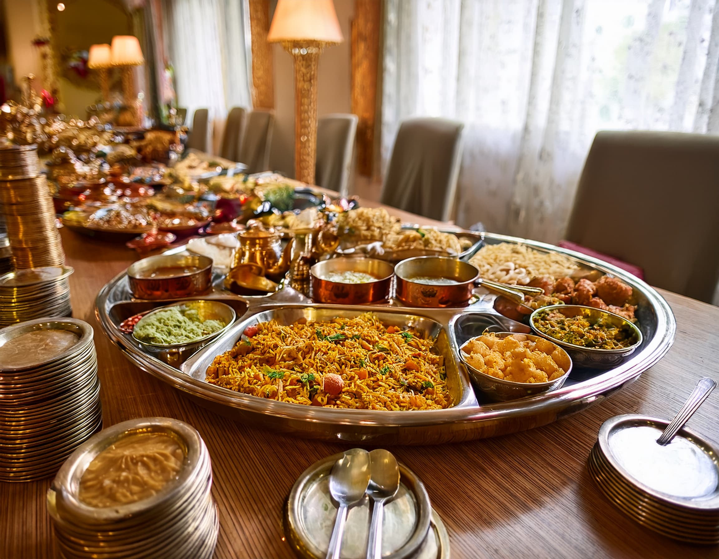 Thepla House catering platters laid out for an event